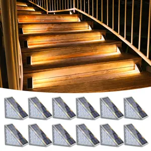 VOLISUN Outdoor Solar Light, Waterproof IP67 LED Step Lights,Eco-Friendly & Energy-Saving,3000K Warm Gold Glow for Outdoor Stairs, Deck, Patio & Garden