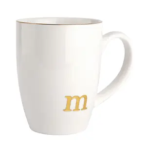 HOME SMILE Initial Coffee Cups for Women Friends Mom Daughter,Monogram Ceramic Mugs,Elegant Alphabet Tea Mugs,Cups for Office and Home,12 oz