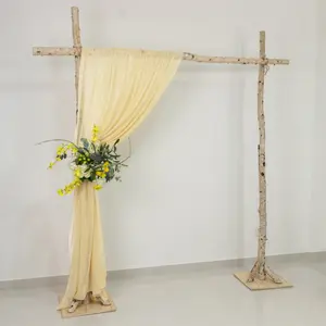 Sheer Wedding Arch Drape – 5ftx14ft Champagne Sheer Curtain Backdrop, Ceiling Drapery Panel