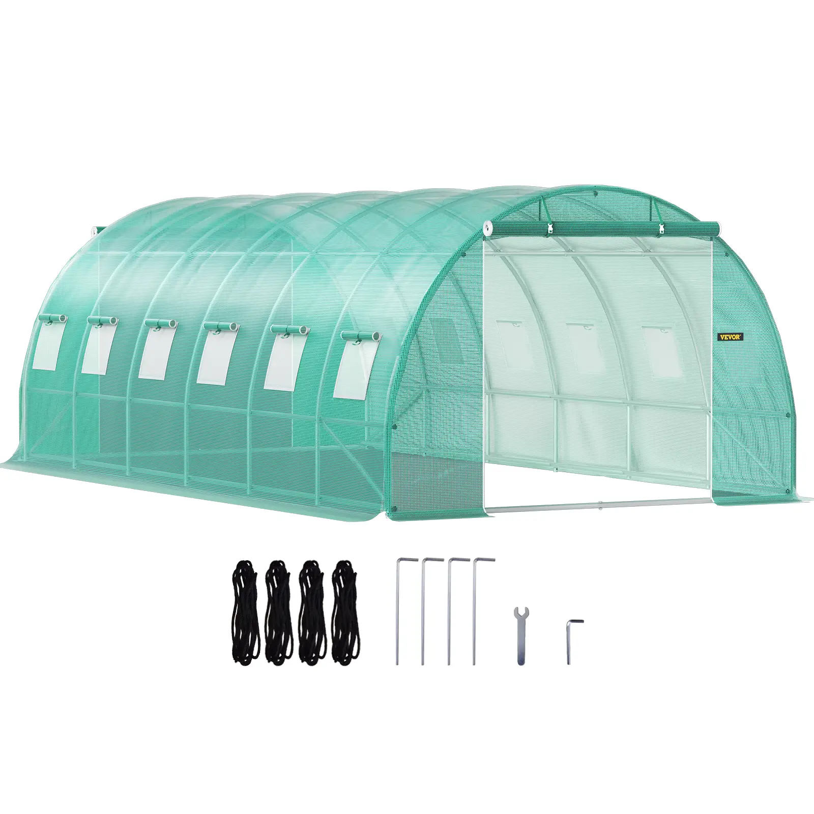 VEVOR Walk-in Tunnel Greenhouse, Various specifications, Portable Plant Hot House w/ Galvanized Steel Hoops, Top Beams, Diagonal Poles, Zippered Doors
