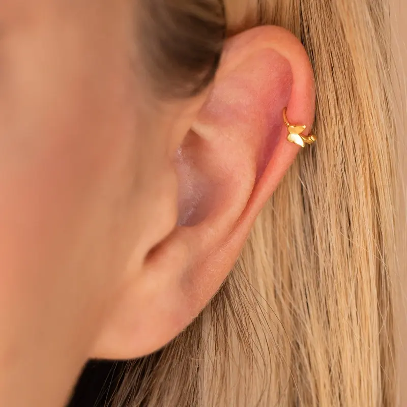 Butterfly Cartilage Mini Huggies by Caitlyn Minimalist - Dainty Gold Butterfly Hoop Earrings - Cute Everyday Earrings - Minimalist Jewelry - Perfect Gift for Her