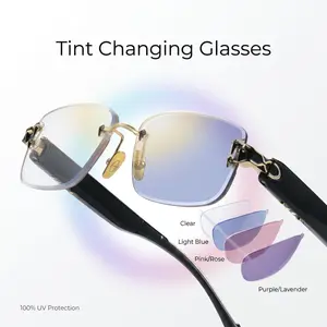 Aura Color-Changing Sunglasses – 4 Lens Colors, Tap Control, Calm (Cool Tones) & Energy (Warm Tones), Black Frames