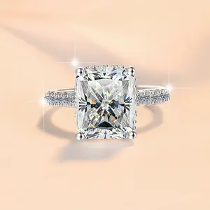S925 Sterling Silver Radiant Rock Sugar Ring Synthetic Moissanite Ring 3/5Carats-158(20%)
