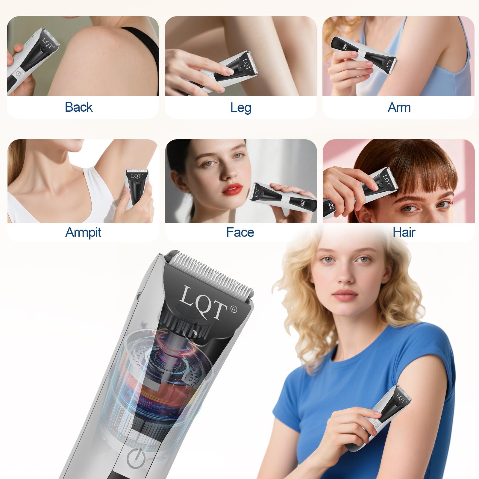 LQT Electric Body Hair Trimmer for Men and Women, Rechargeable Cordless Groin Hair Trimmer with LCD Display, Leg, Armpit, Chest Hair, Home Salon Use, Ergonomic Design, Ideal Gift for Him Her, Safe Body Hair Removal Tool for Sensitive Skin LQT Electric Body Hair Trimmer for Men and Women, Rechargeable Cordless Groin Hair Trimmer with LCD Display, Leg, Armpit, Chest Hair, Home Salon Use, Ergonomic Design, Ideal Gift for Him Her, Safe Body Hair Removal Tool for Sensitive Skin