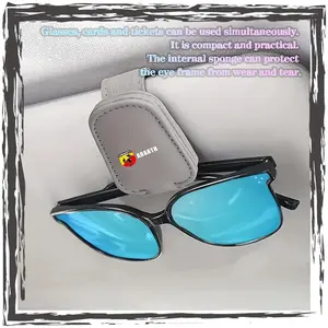 Hot-selling automotive magnetic leather sunglasses clip for car sun visors, suitable for Abbas Abarth Punto 124/125/500 Stilo Ducato car accessories, Car Interior Organizers