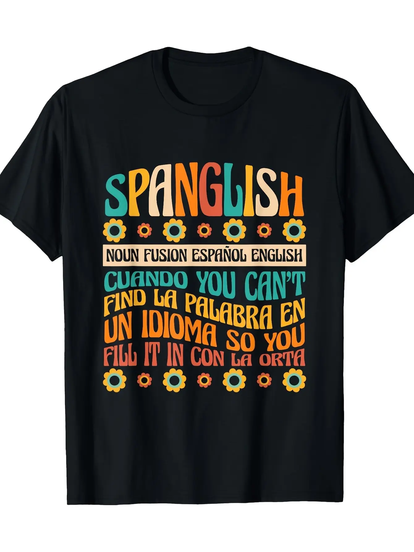 Spanglish English Spanglish Noun Teacher Mexican T unisex soft cotton short sleeve t shirt, vintage graphic casual tee for men women teens, perfect birthday holiday gift for camping travel gym daily street  wear