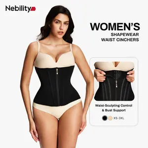 Nebility Women's Segmented Workout Shapewear, Waist Cincher with Sculpting Control, Bust Support, Abdominal Tuck & Postpartum Firm Compression (Zipper Hook) #SummerWins #DealsForYouDays