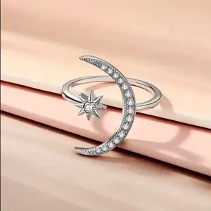 Moon Rhinestone Cuff Ring