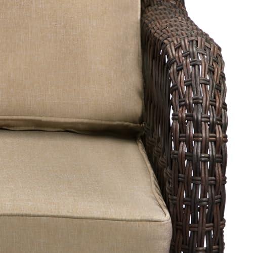 GARVEE 3 Pieces Rattan Swivel Rocking Chair Outdoor, Patio Bistro Conversation Furniture Set, Wicker Chair with Cushions and Table