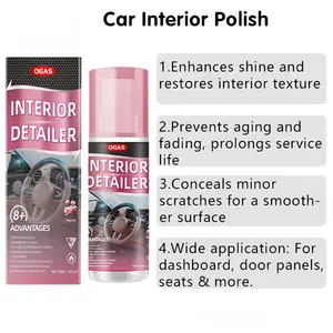2-Pack Car Interior Polishing Cleaner 15oz Quick Detailer for Tires Shine Anti-Aging Spray Easy Application Auto Detailing Supplies for Enthusiasts