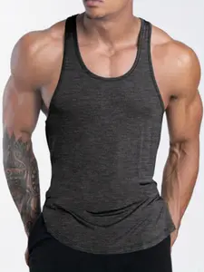 Men's Breathable Quick-Dry Sports Vest, Summer Running Fitness Training Sleeveless T-Shirt, Loose-Fitting Letter Pattern, Sporty Style