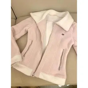 Korean Style Elegant Pink Lamb Wool Jackets Vintage Stand Collar Solid Slim Coat Women New 2025 Winter Harajuku Warm Jacket Top