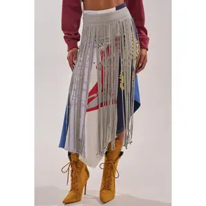 STRESSED AND DISTRESSED MIDI SKIRT