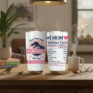 1pc 20oz Stainless Steel Tumbler, Funny Mamasaurus Nutrition Facts Design, with Lid And Straw, Keep Hot 12H/Ice Drinks 24H, Vacuum Insulated Coffee Cup, Thermos Cup, Great for Home Office Travel, Unique Gift for Mom, Mother's Day Gift