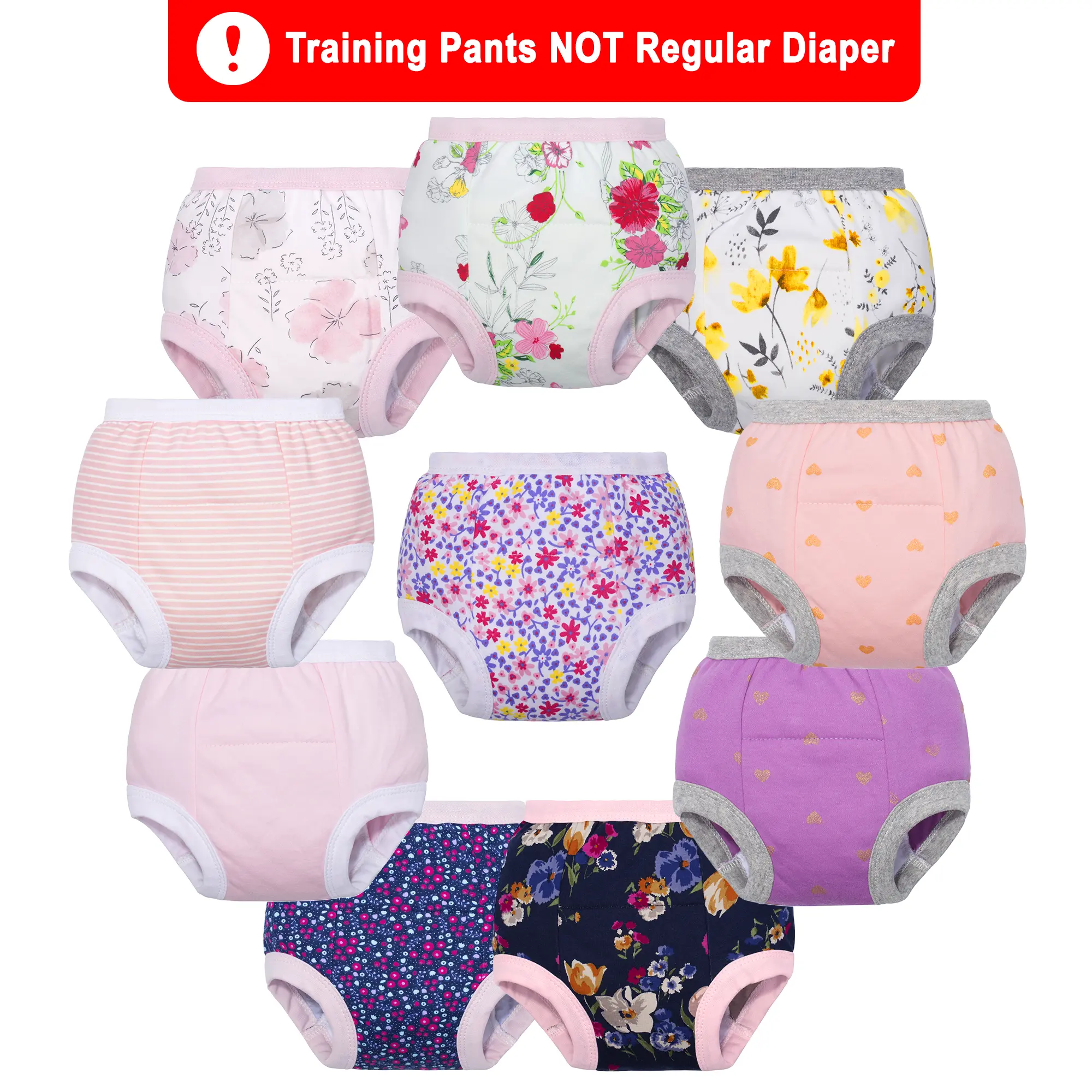 Potty Training Underwear for Toddlers, 10-Pack Soft Cotton Briefs, Reusable Diaper Training Pants for Boys and Girls, Toddler Potty Training Underwear