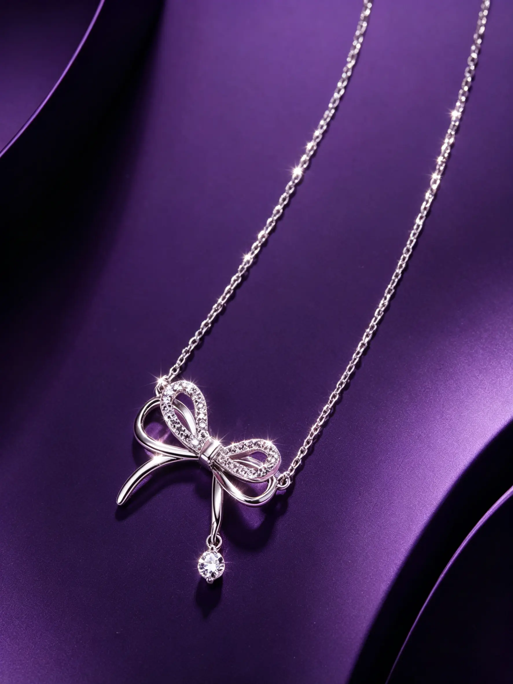 bow necklace, rhinestone tassel necklace, sweet girly jewelry, shiny diamond necklace, versatile women necklace, fairy style necklace, daily party jewelry, holiday gift necklace, Birthday gift jewelry, Clavicular necklace, Dainty Necklace
