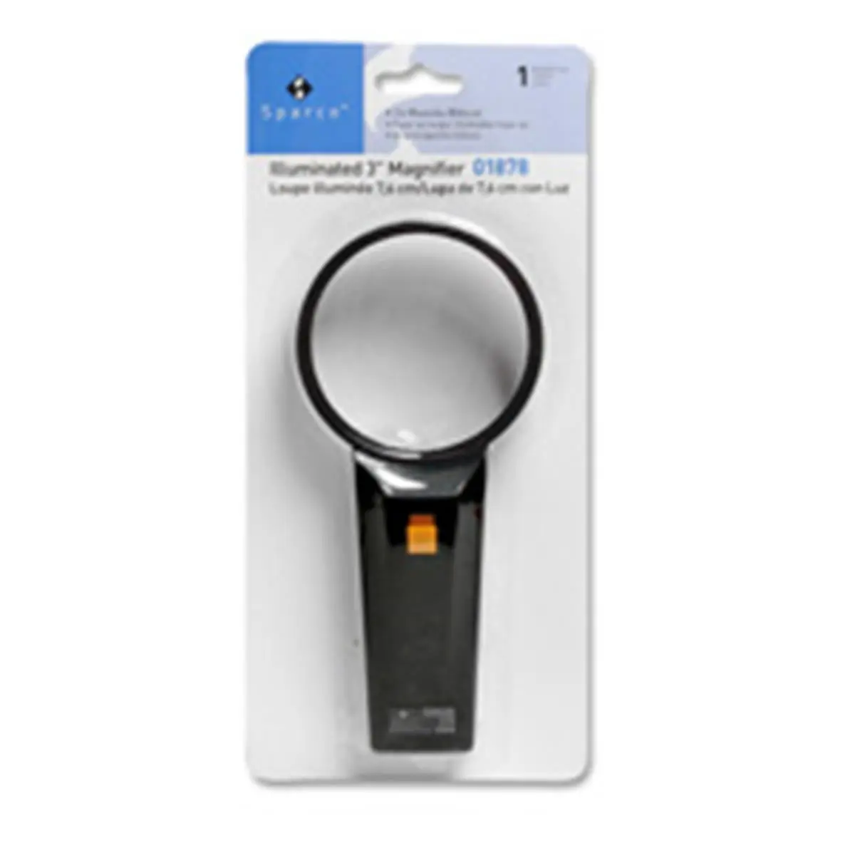 212 MAIN Illuminated Round Magnifying Glasses - 2X Main Magnification, 4X Bifocal, 3in. Dia., Black