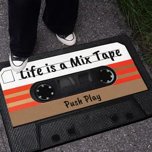Vintage Cassette Tape Pattern Door Mat, Creative Non-slip Floor Mat, Decorative Carpet for Home Living Room Bedroom, Home Decor, Vintage Design Rug