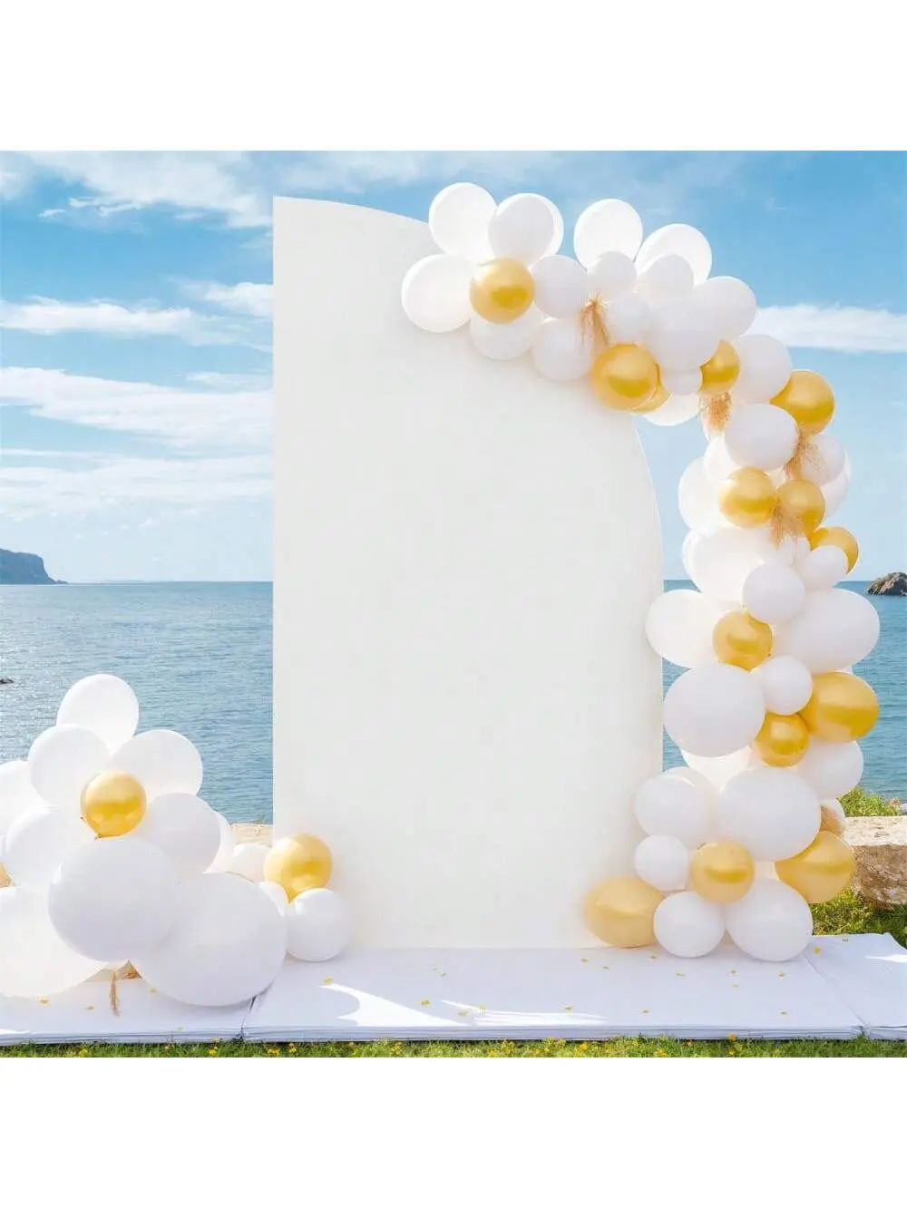 Gaomon Stretchy Spandex Fabric Wedding Arch Cover - 5ft (81x153cm) Fitted Cover for 2-Sided Half Moon Top Arch Backdrop Stands, Ideal for Wedding Decor, Birthday Party Decor, Two-Sided