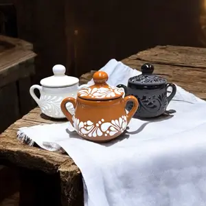 Handmade and Hand Painted Sugar Canister  from Mexico