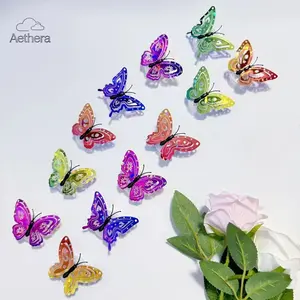 Aethera 24pcs Glow-In-The-Dark 3D Butterfly Wall Stickers Multicolor Decorative Stickers for Home Birthday Wedding Holiday Easy Install Remove