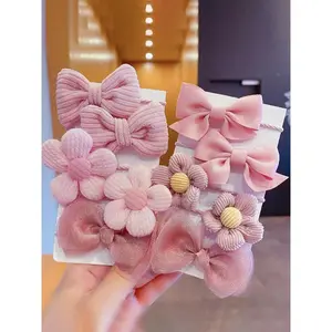 Cute Bow & Flower Decor Hair Tie Set, Sweet Fashion Hair Accessories Sets for Women & Girls, Minimalist Headwear Suitable for Thick Hair, Barrettes