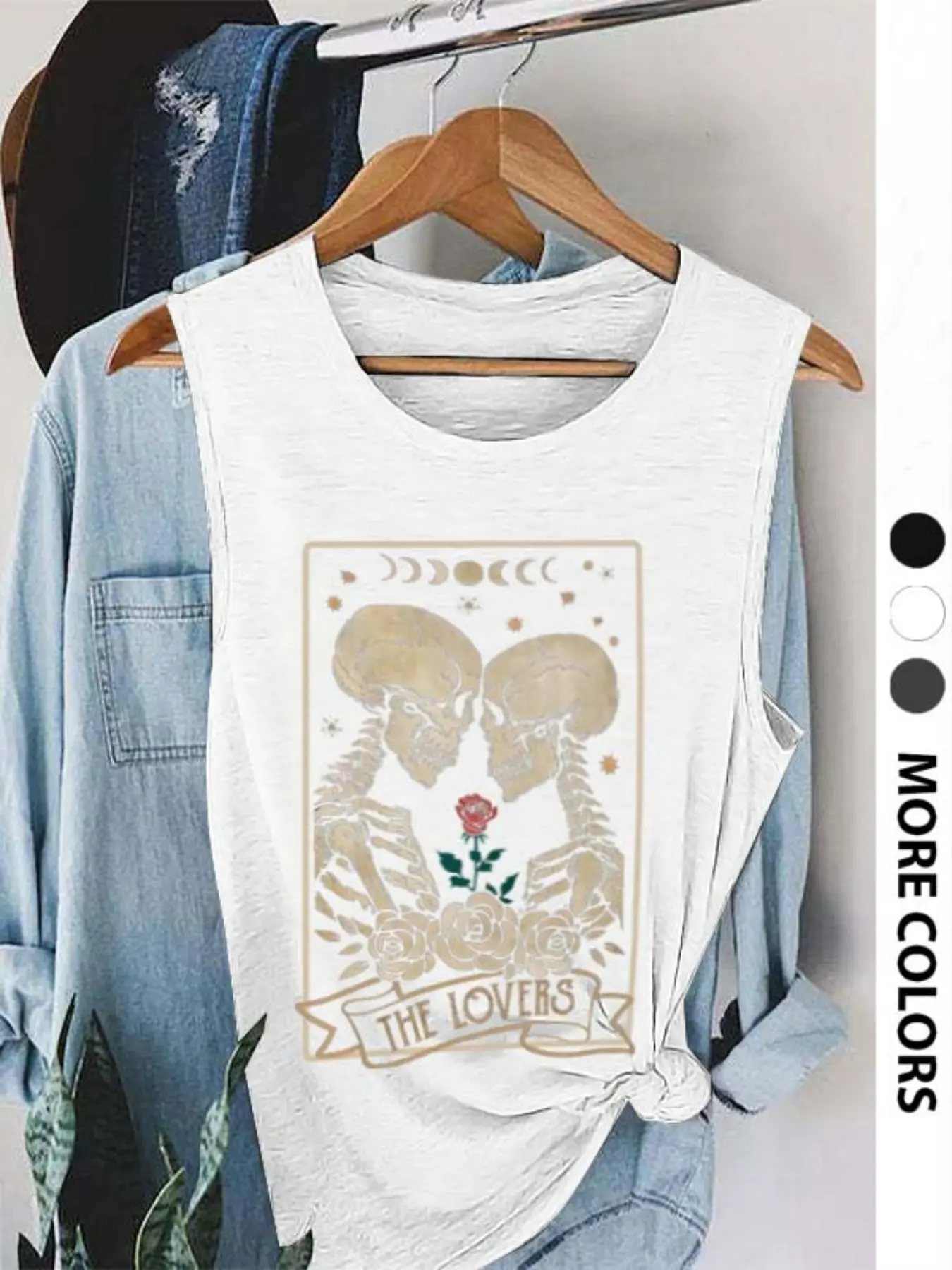 Women's Casual Loose-Fit Summer Knit Vest Tops, Casual Sleeveless Tops, Halloween Skull Skeleton Print, Soft Comfortable Home Essential, Perfect for Daily Wear