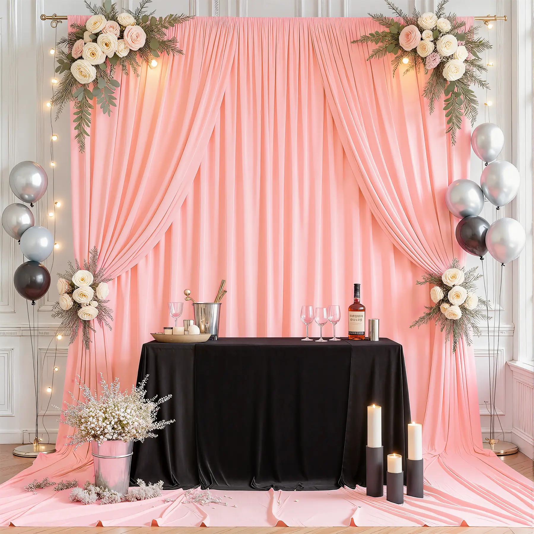 6-Panels Wrinkle-Free Polyester Backdrop Curtains (5x12ft) - Festive & Party Decor for Holiday, Wedding Events | Summer Sale, Mid Year Sale, Deals For You Day