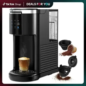 Kismile Single Serve Coffee Maker K Cup 2 in 1 with Auto Cleaning Shut Off for Ground Coffee & Pods 6 to 14 Oz Brew Sizes Mini One Cup Drip Coffee Maker Black timer function