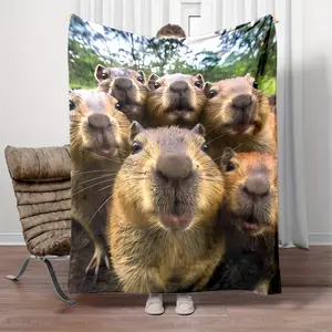 Cozy Flannel Throw Blanket with Cute Capybara & Forest Design - Soft, Reversible, All-Season Comfort for Bed, Sofa, Travel - Perfect Gift for Family and Friends, Forest Print, Nap, Office Christmas gift Dream Weave Home
