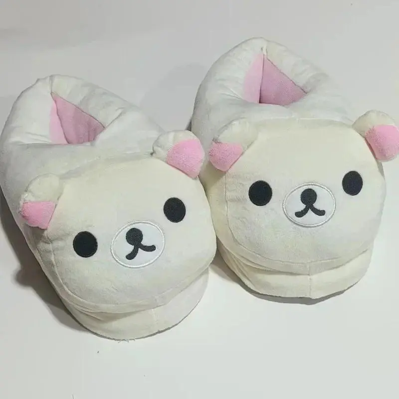 Rilakkuma Y2K Slippers Japan Cartoon Anime PE Kawaii All Inclusive Frosth Plush Indoor Home Flat Anti Slip Couple Slippers New