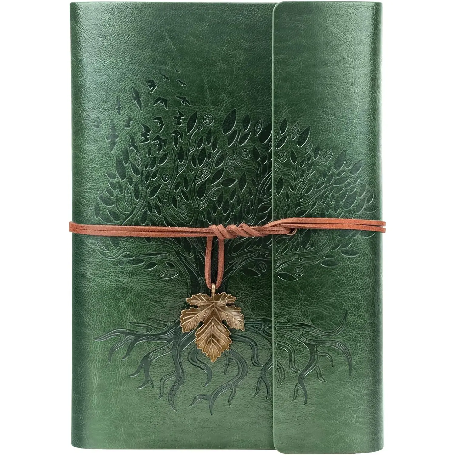 Synthetic PU Leather Journal Notebook - Refillable A5 Inspirational Writing Diary with Zipper, 1-Count Binder, 100GSM Lined Paper, 160 Pages, 9.2"x6.5" Green, Office Stationery for Outdoor Activities & Gifting