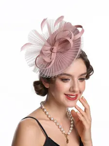 1PC Large Fascinators Headband with Flower, Women's Tea Party Hat for Cocktail, Wedding, Fancy Dress Party,Halloween, Carnival, Easter Horse Racing Day Headwear