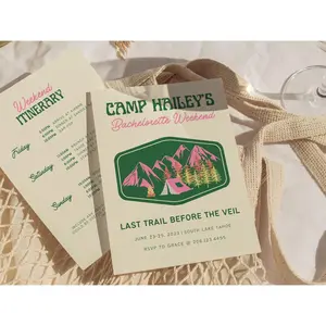 Camp Bachelorette Party Invitation and Itinerary, Mountain Bachelorette, Last Trail Before The Veil, Girl Trip Weekend