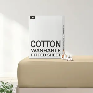 Cotton Fitted Sheets  Size, 300 Thread Count Percale Sheets for  Size Bed, Soft & Breathable Cotton Sheets, Luxury  Size Fitted Sheets Only (Beige)