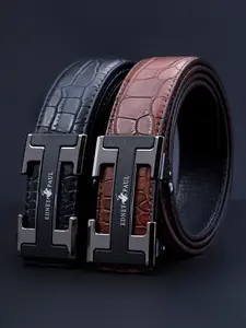 Men's Crocodile Pattern PU Leather Belt, Classic Metal Buckle Business Casual Style, Perfect Gift for All Occasions, Automatic Buckle Belt