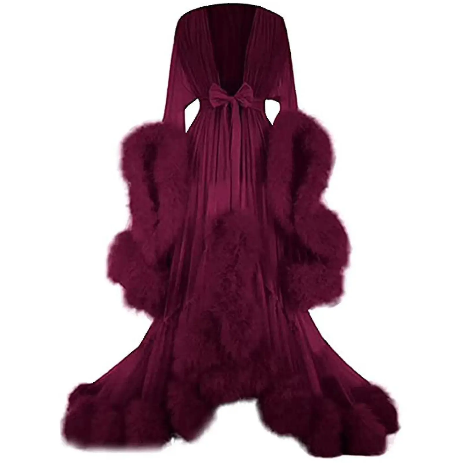 Women's Trailing Long Dress: Feather-flared Sleeves Ideal For Bachelorette Parties