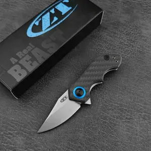 0022 Folding Mini Knife with Stone-Hardened CPM-20CV Blade and Carbon Fiber Handle Ultra-Lightweight Survival, Camping, and Outdoor Knife; EDC, Jungle Exploration, Hiking, and Fishing Tool