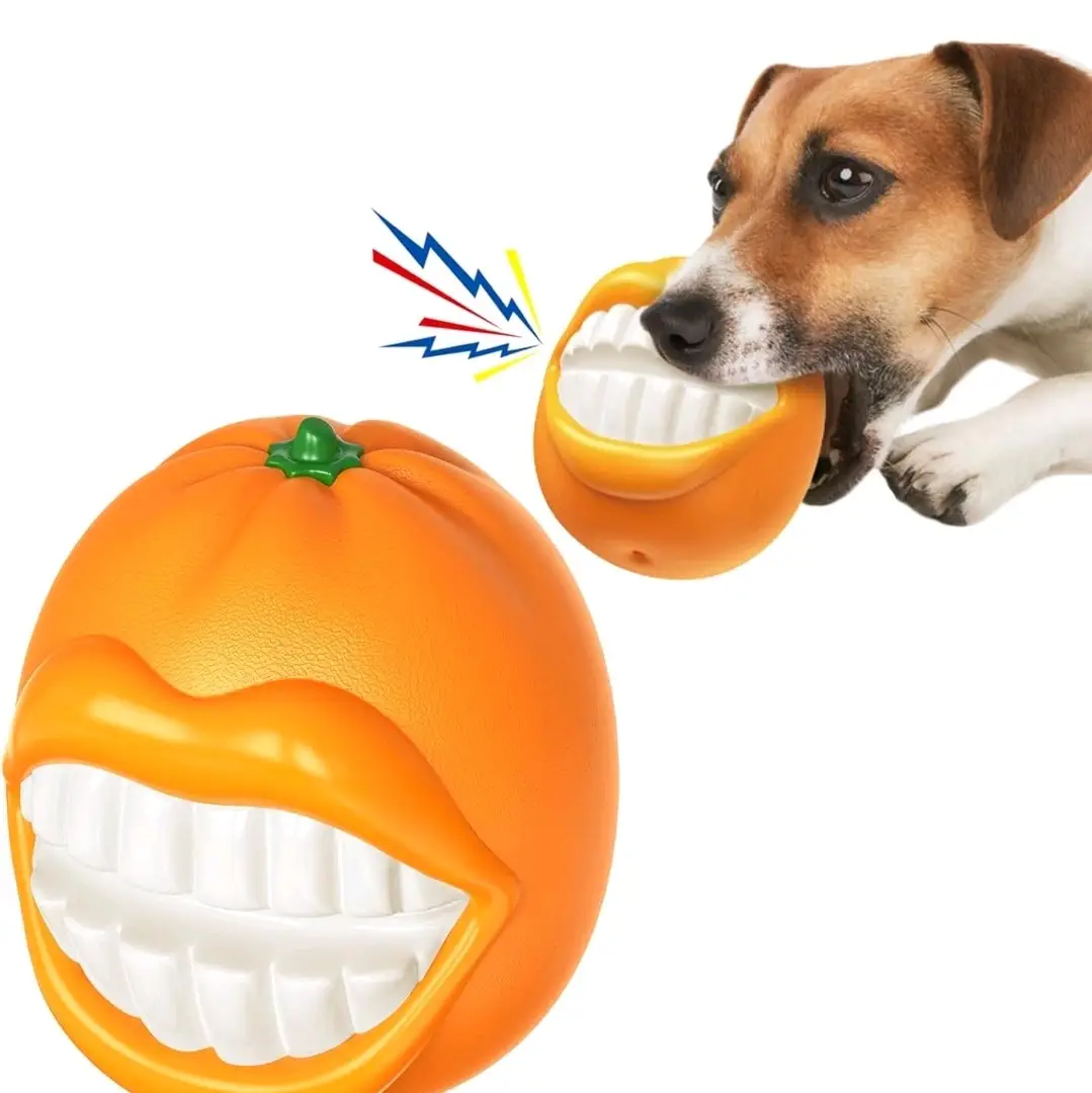 Mogorila Indestructible Dog Chew Toy - Squeaky Orange Shape for Aggressive Chewers - Small, Medium & Large Breed pet toy supre ball