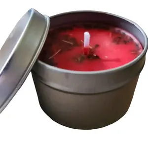 Love Spell Candle - 4 oz Red Scented Wax Candle with Rose Petals & Cinnamon Herbs for Self Love and Attraction - Herbal Scent
