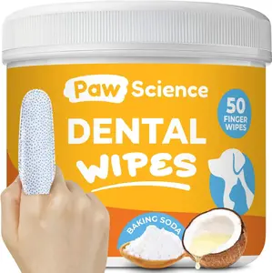 Dog & Cat Teeth Cleaning Wipes - Dental Finger Wipes for Cats & Dogs - Pet Toothbrush & Tooth Brushing Kit - Effective Teeth Cleaner