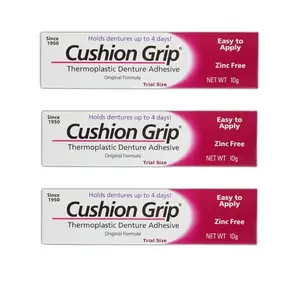 [HOT!2026 - COMBO 3 PACK] Cushion Grip - A Soft Pliable Thermoplastic Denture Adhesive for Refitting and Tightening 0.35 Oz (10 Grams) Oral Waterproof