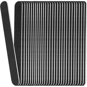 Emery Board Nail Files (24 Pack), 100/180 Grit Wooden Nail File for Natural Nails, 7 Inches Emory Filers Manicure Tool Set Disposable Nail File for Home Salon Black
