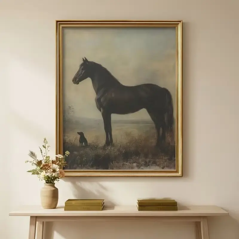 [Sale up to 65% Off][Free Shipping][No Frame] 2D Flat, 1pc, Wall Art, Vintage Posters, Vintage Horse Oil Painting, Wild Horses Print, Horses in Field Print, Horse Wall Art, Animal Print Decor, Digital Horse Art, Suitable for Bedroom, Living Room De