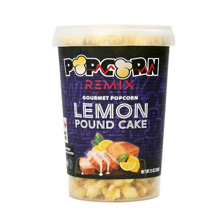 Popcorn Remix Gourmet Lemon Poundcake Flavored Popcorn Sweet Snack, Dessert, Crunchy, Sugar-Coated