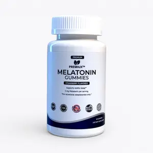 Premiux Melatonin Gummies 5mg — Supports Healthy Sleep Onset, Dietary, Natural, Dietary Supplement, Strawberry