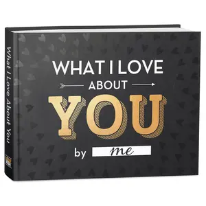 LOVEVIBE What I Love About You Book - Fill-in-the-Blank Gift Journal, 4.5 × 6.2 inches - Couples Gifts - Stocking Stuffer for Men, Women