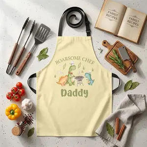 Roarsome Chef Daddy Custom Apron – Personalized Dinosaur Cooking Apron for Dad