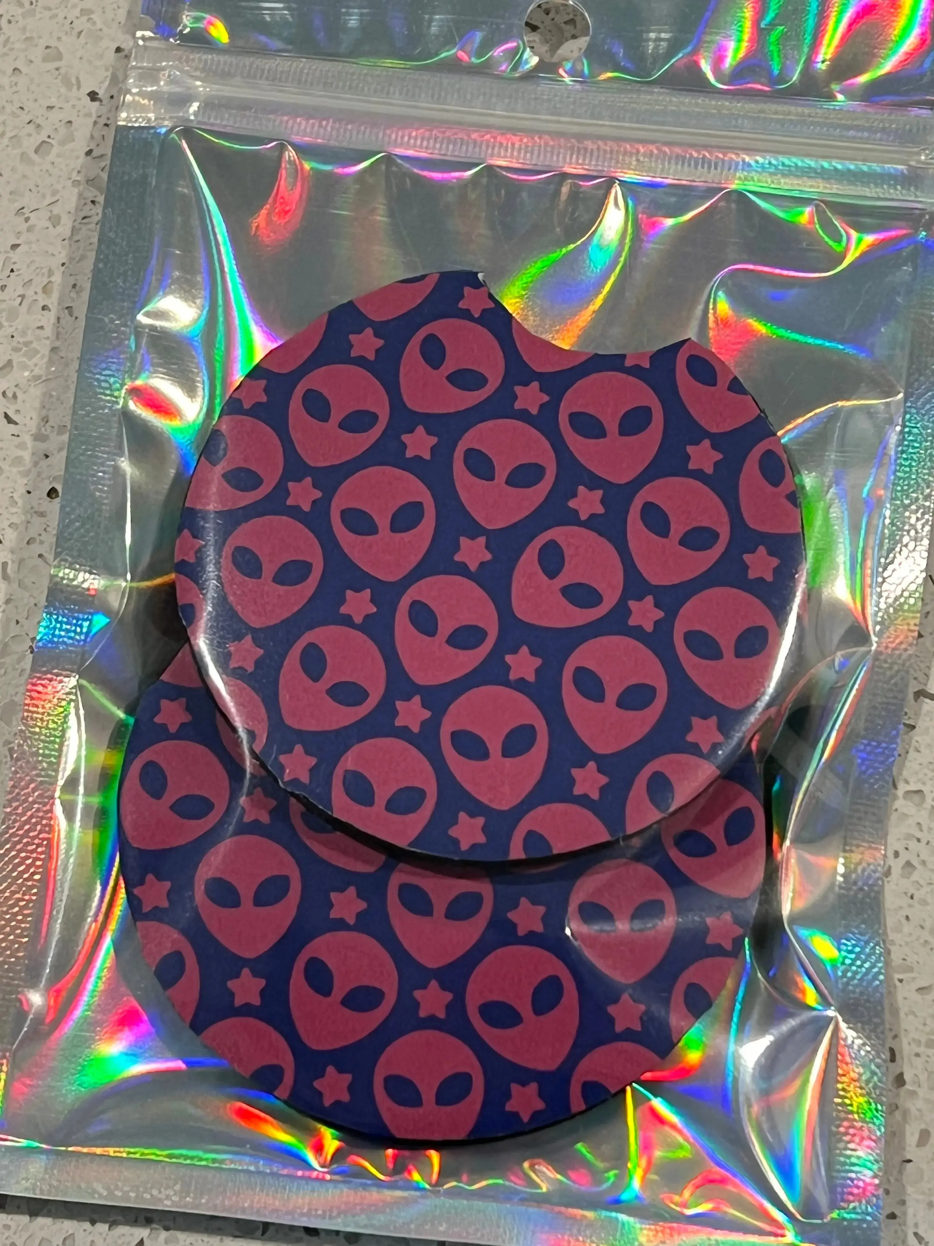Purple Alien Car Coasters Purple Alien Car Coasters