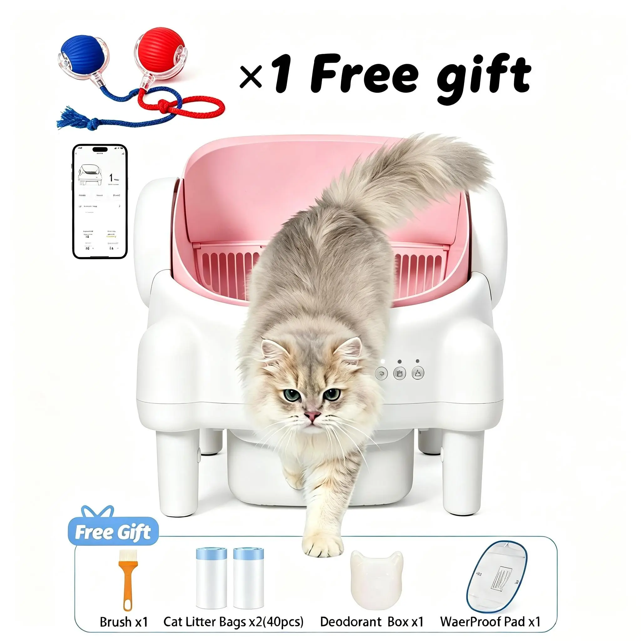Premium Edition | ECORUI Self-Cleaning Litter Box with FREE APP, Smart Health Alerts & Advanced Safety Monitoring | Open-Top, 10.5L Bin